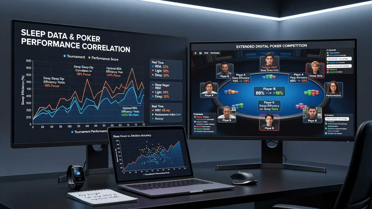 Graph showing correlation between sleep quality scores and poker performance metrics over multiple tournament days