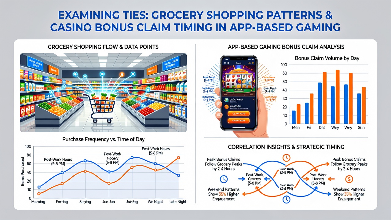 Data visualization charts displaying overlapping timelines of grocery order completions and casino bonus claim peaks across weekly cycles