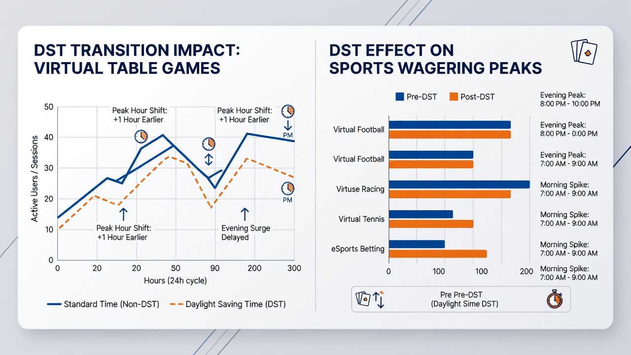 Heatmap of sports betting volumes before and after daylight saving time changes in major markets