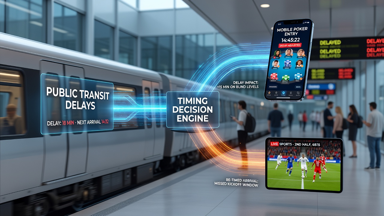 Close-up of a smartphone screen showing a live sports betting interface alongside a transit delay notification