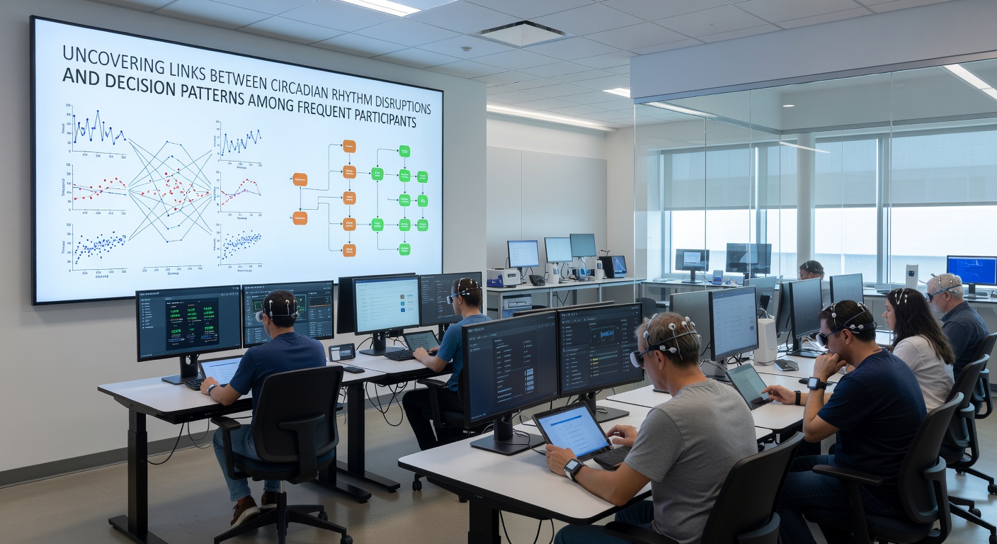 Data visualization of poker decision metrics correlated with sleep timing across global players